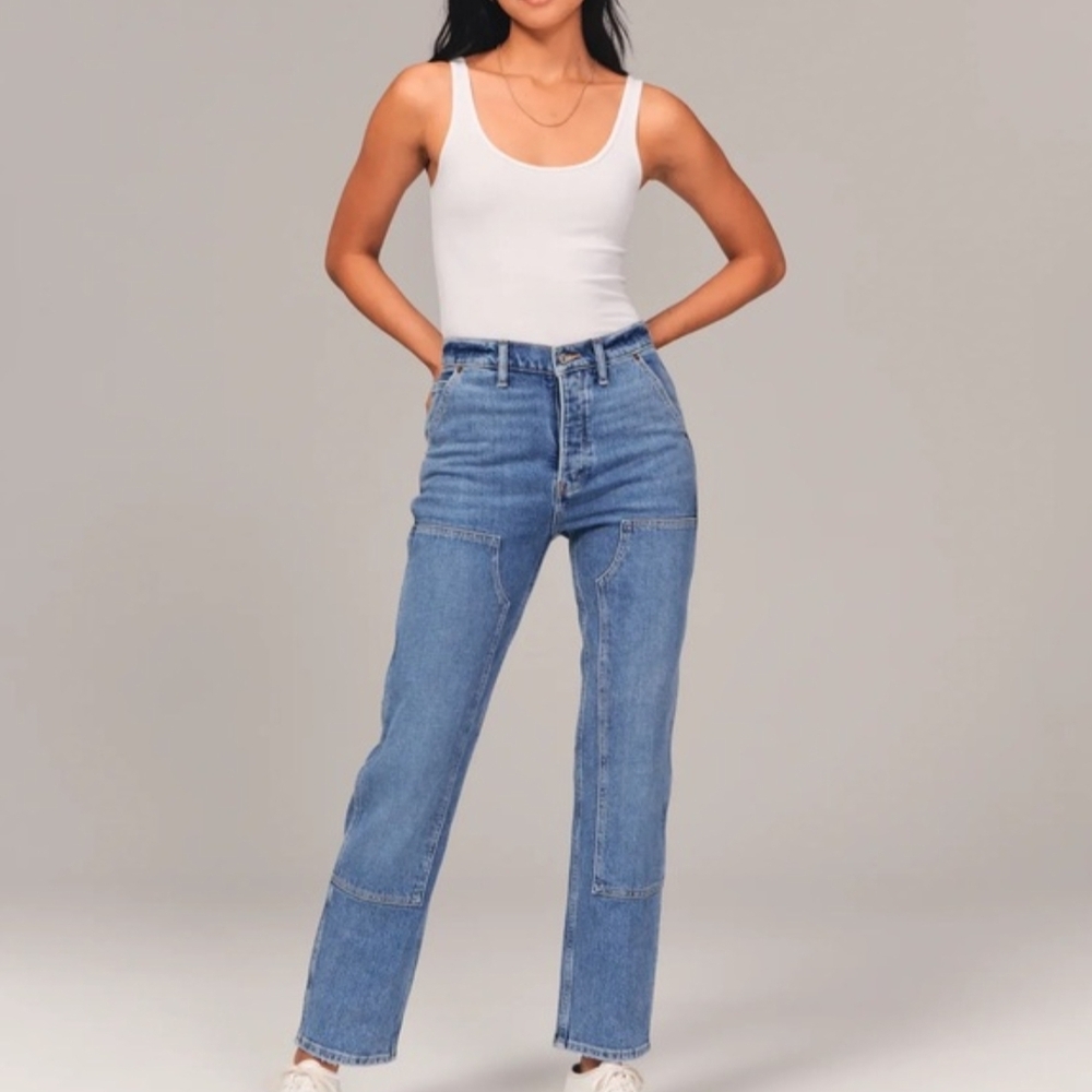 Abercrombie & Fitch Straight Leg Jeans in Light Blue Denim